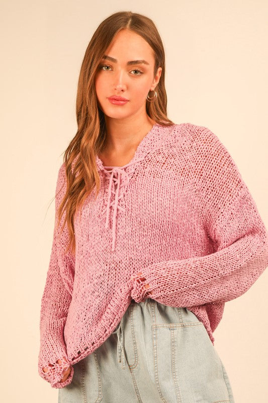Knit Sweater Hoodie Top