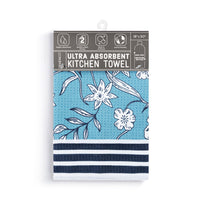 Blue Floral Absorbent Reversible Towel - 18x30in