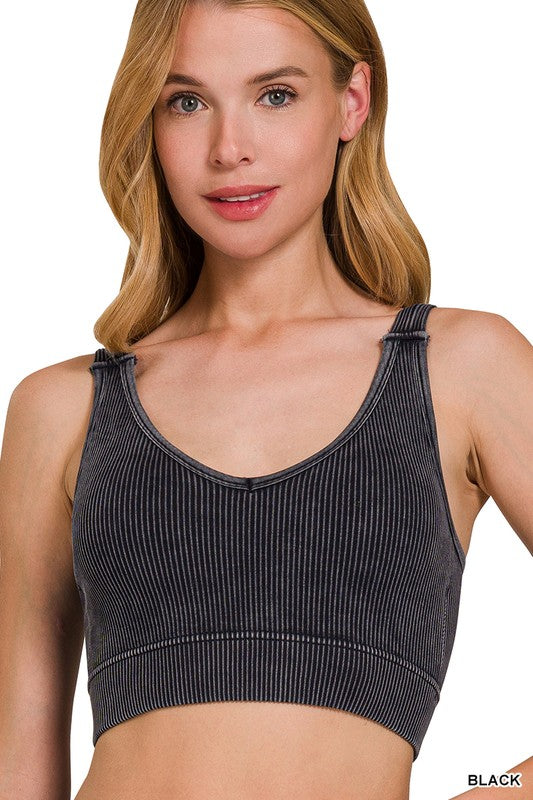 Stone Washed Ribbed Seamless Tank