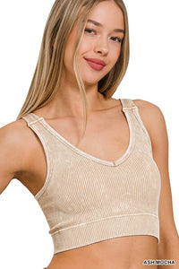 Stone Washed Ribbed Seamless Tank
