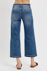 Risen Mid Rise Crop Wide Shadow Hem Jeans