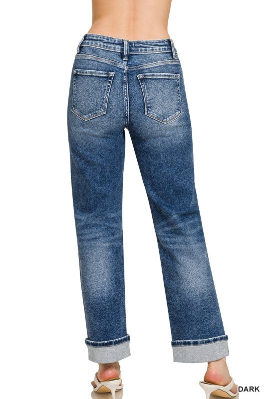 Cuffed Straight Plus Denim Jean