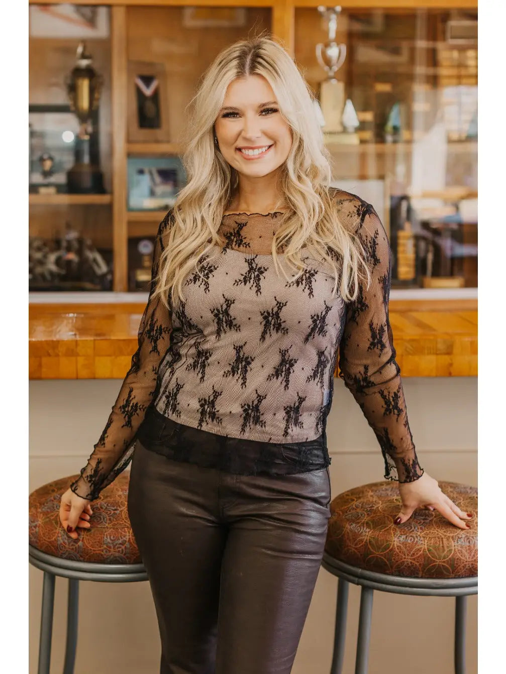 Mesh Long-sleeve Top