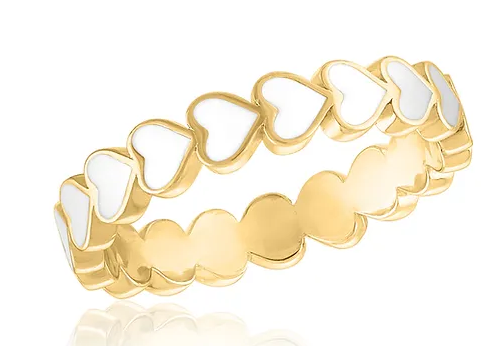 White Heart Infinity Gold Layers Ring