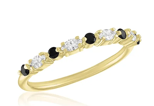 CZ & Jet Black Sequenced Gold Layers Ring