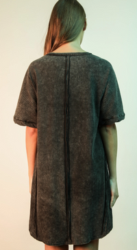 Mineral Washed Ribbed Knit Mini Plus Dress