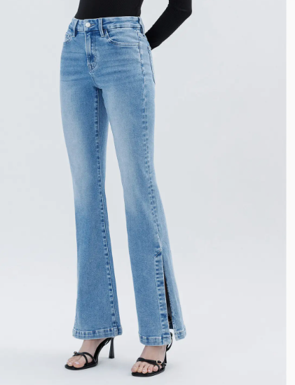 Lovervet By Vervet HR Comfort Waist Side Slit Bootcut Jeans