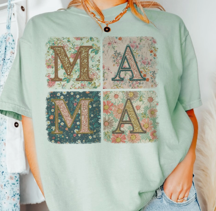Short Sleeve Mama Floral Graphic Tee