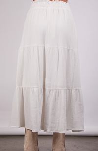 Elastic Waist Tiered Maxi Skirt