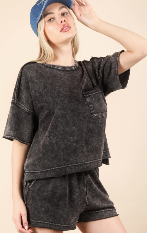 Mineral Washed Knit Plus Top