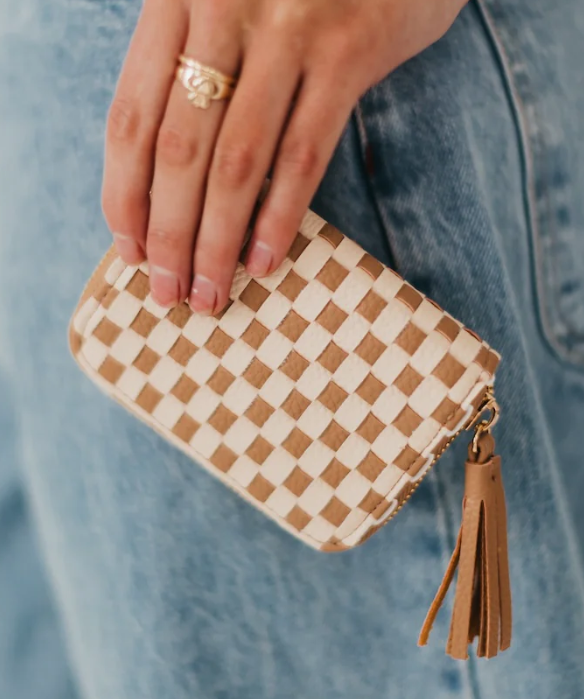 Checkered Woven Wallet