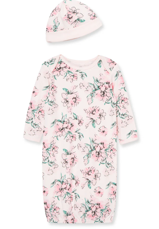 Dream Floral Sleeper Gown And Hat