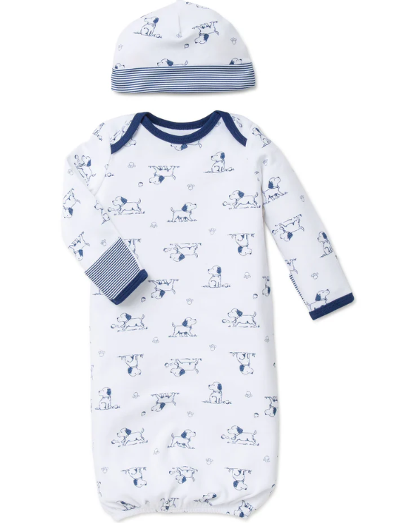 Puppy Toile Sleeper Gown And Hat