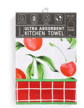 Cherry Red Plaid Absorbent Reversible Towel - 18x30in