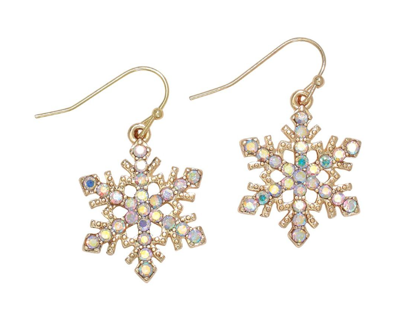 Gold Snowflakes With Crystals Earrings