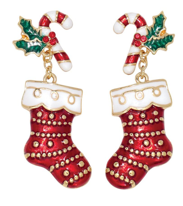 Candy Cane Stockings Dangles Earrings