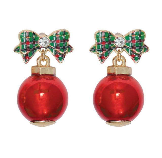 Lovely Baubles With Plaid Bows Earrings
