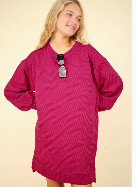Round Neck Oversized Comfy Long Sleeve Mini Dress Small Round Neck Oversized Comfy Long Sleeve Mini Dress Small