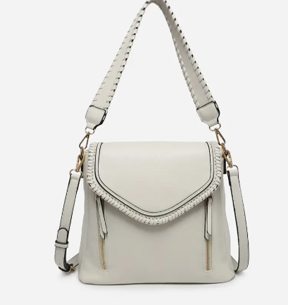 Lorelei Double Zip Whipstitch Trim Crossbody