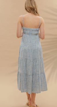 Abstract Print Empire Waist Tiered Midi Dress