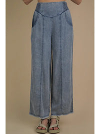 Smocking Waist Washed Plus Chambray Pants