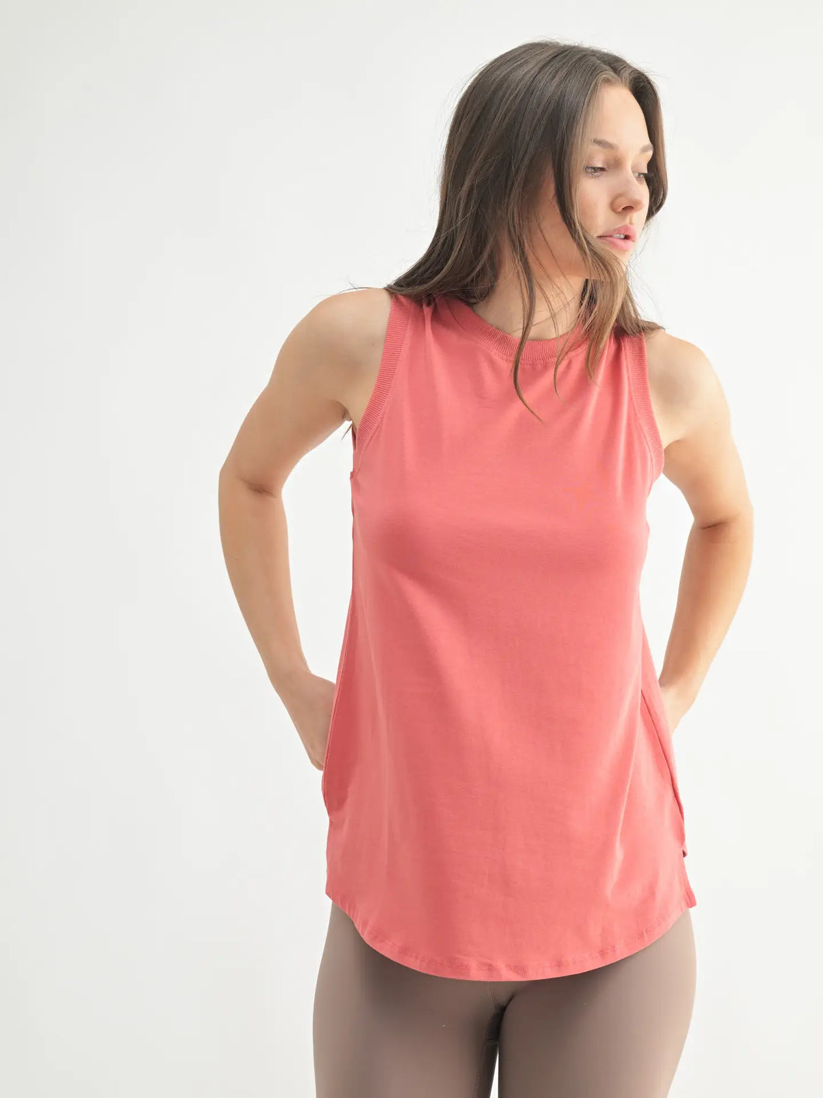 Notched Sleeveless Flowy Tank Top