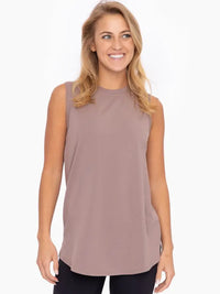 Notched Sleeveless Flowy Tank Top