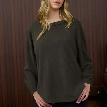 Round Neck Long Sleeve Fuzzy Knit Top
