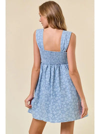Floral Chambray Denim Mini Dress