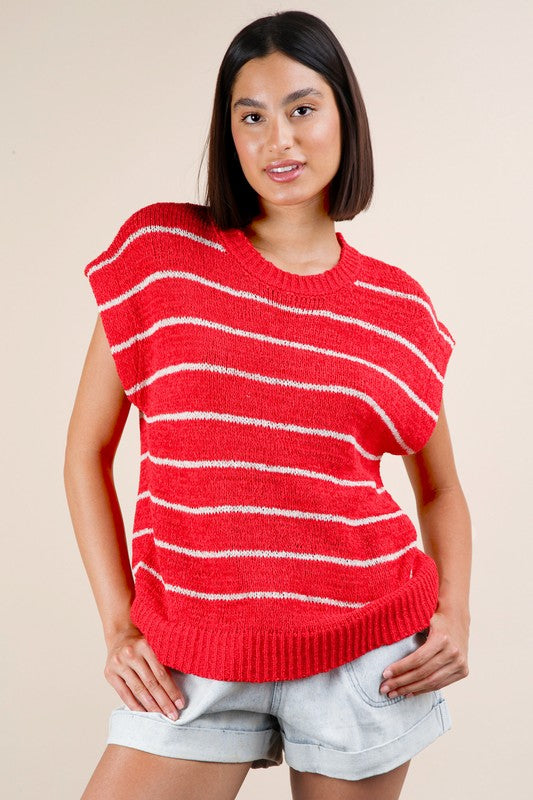 Striped Knit Sweater  Top