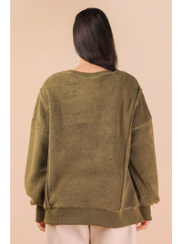 Oversized Casual Solid Fleece Top