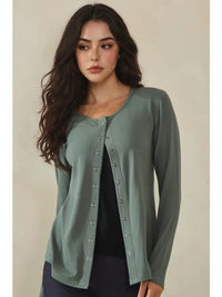 Pure Comfort Luxeair Ribbed Button Up Cardigan