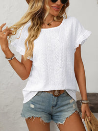Short-Sleeve Hollow-Out Top