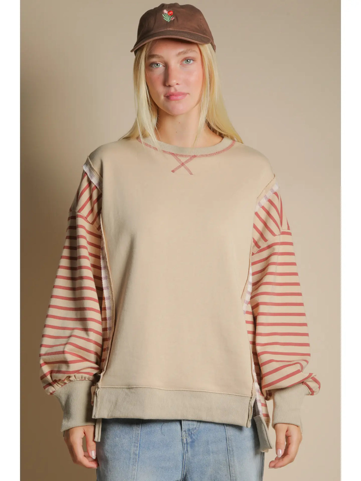 Oversized Striped Casual Knit Top