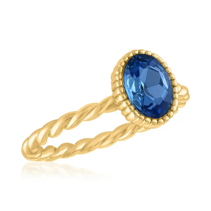 Sapphire Oval Gold Layers Ring