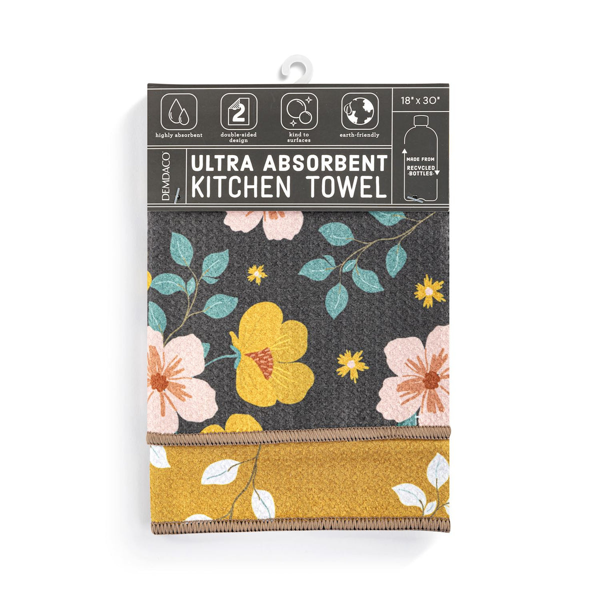 Warm Mustard Floral Absorbent Reversible Towel
