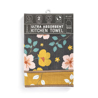 Warm Mustard Floral Absorbent Reversible Towel