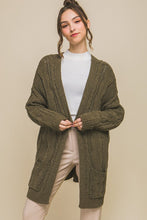 Load image into Gallery viewer, Chenille Cable Knit Sweat Cardigan
