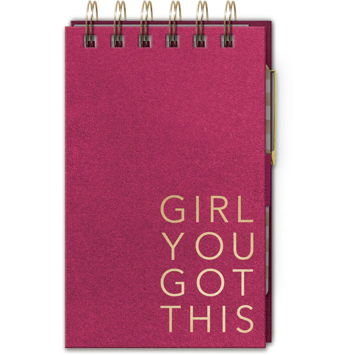 Faux Suede Spiral Notepad with Pen Fuschia Suede