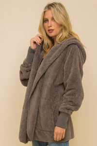 Faux Fur So Soft Plush Hooded Jacket With Pockets