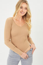 Load image into Gallery viewer, Long Sleeve V-Neck Ribbed Bodysuit
