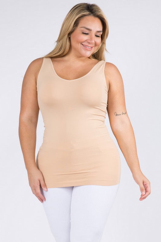 Reversible V-U Neckline Seamless Plus Tank