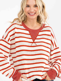 Loose Fit Striped Knit Pullover Sweater