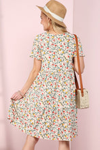 Load image into Gallery viewer, Short Sleeve Button Floral Ruffle Sleeve Dress

