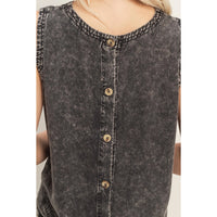 Mineral Wash Button Back Sleeveless Top
