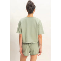 Short Sleeve Crew Neck Top and Shorts Set