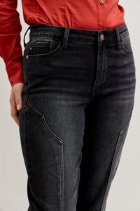 Judy Blue Mid Rise Straight Western Seam Detail