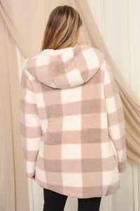 Cozy Plaid Print Teddy Cardigan