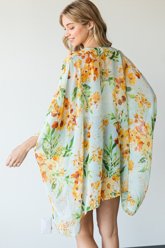 Flower Open Front Kimono