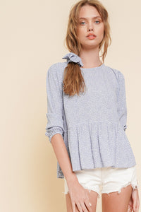 Bubble Sleeve Peplum Blouse